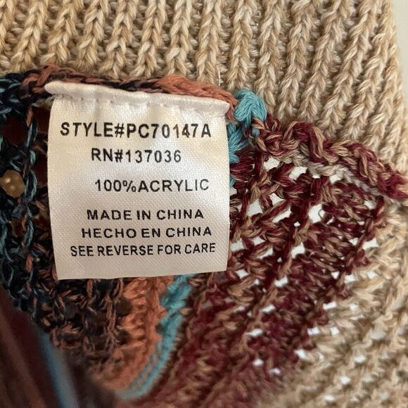 BUCKLE Paper Crane Southwestern Open Front Cardigan Asymmetrical Hem Size Large - Picture 8 of 10